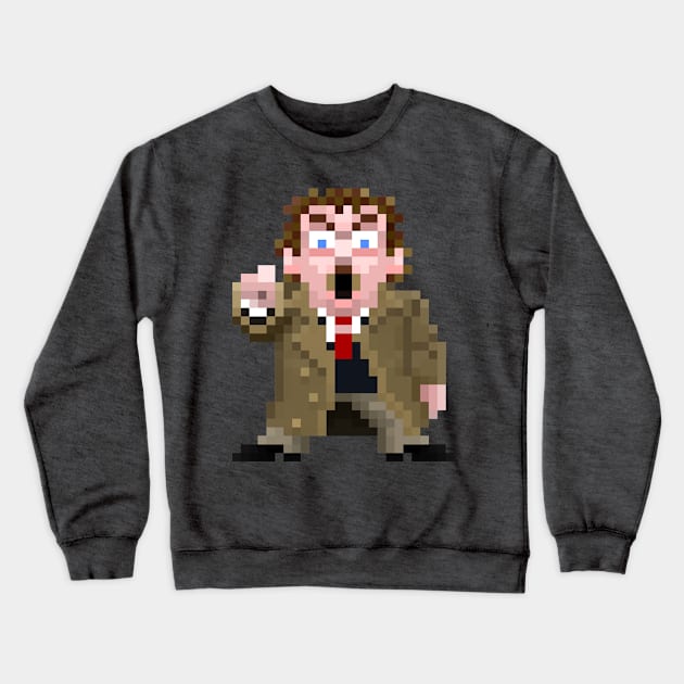 16-Bits Creepy Guy Points and Howls Crewneck Sweatshirt by badpun